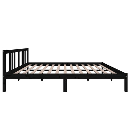 Estrutura de cama 160x200 cm madeira maciça preto