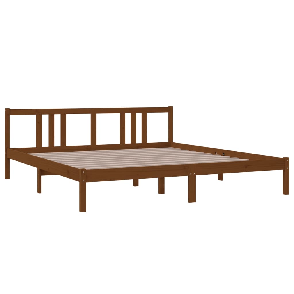 Estrutura de cama super king 180x200 cm madeira castanho-mel