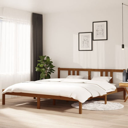 Estrutura de cama super king 180x200 cm madeira castanho-mel