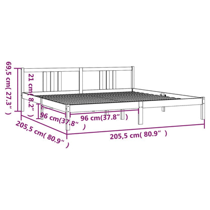 Estrutura de cama 200x200 cm madeira maciça branco