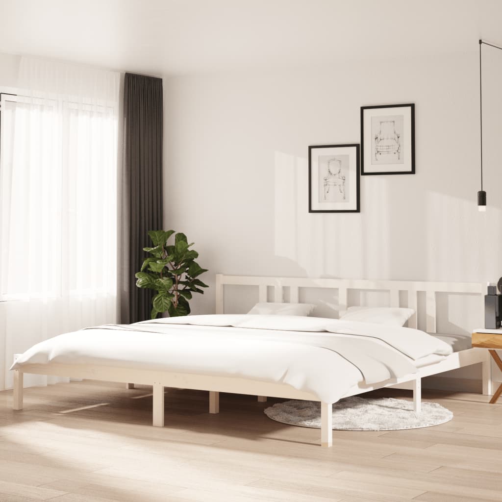 Estrutura de cama 200x200 cm madeira maciça branco