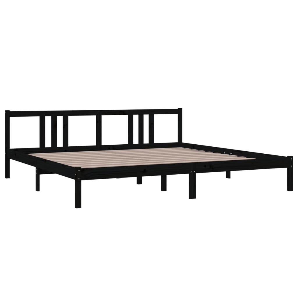 Estrutura de cama 200x200 cm madeira maciça preto