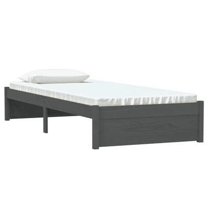 Estrutura cama pequena solteiro 75x190 cm madeira maciça cinza