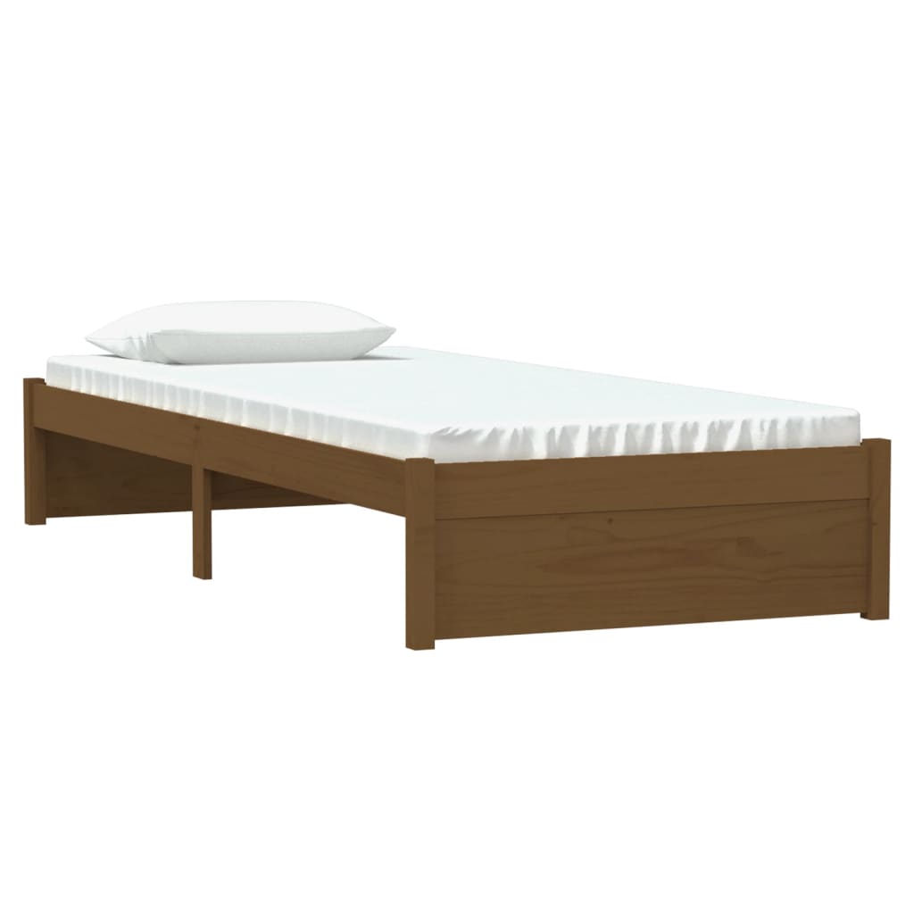 Estrutura cama pequena solteiro 75x190 cm madeira castanho mel