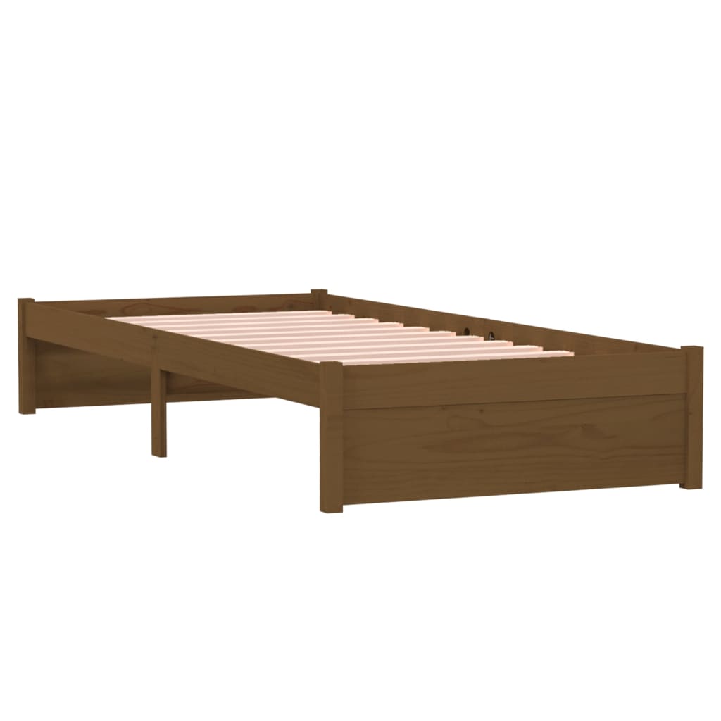 Estrutura cama pequena solteiro 75x190 cm madeira castanho mel