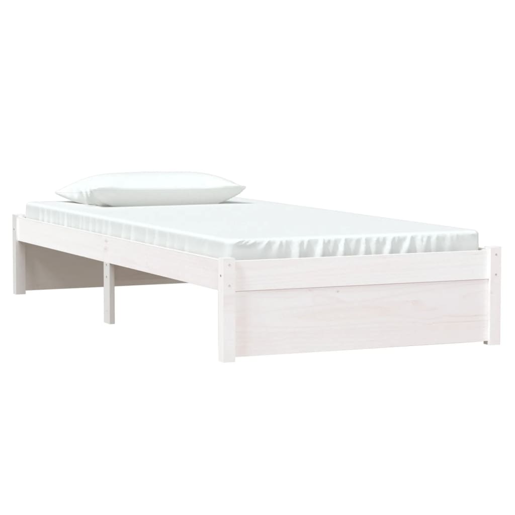 Estrutura de cama solteiro 90x190 cm madeira maciça branco