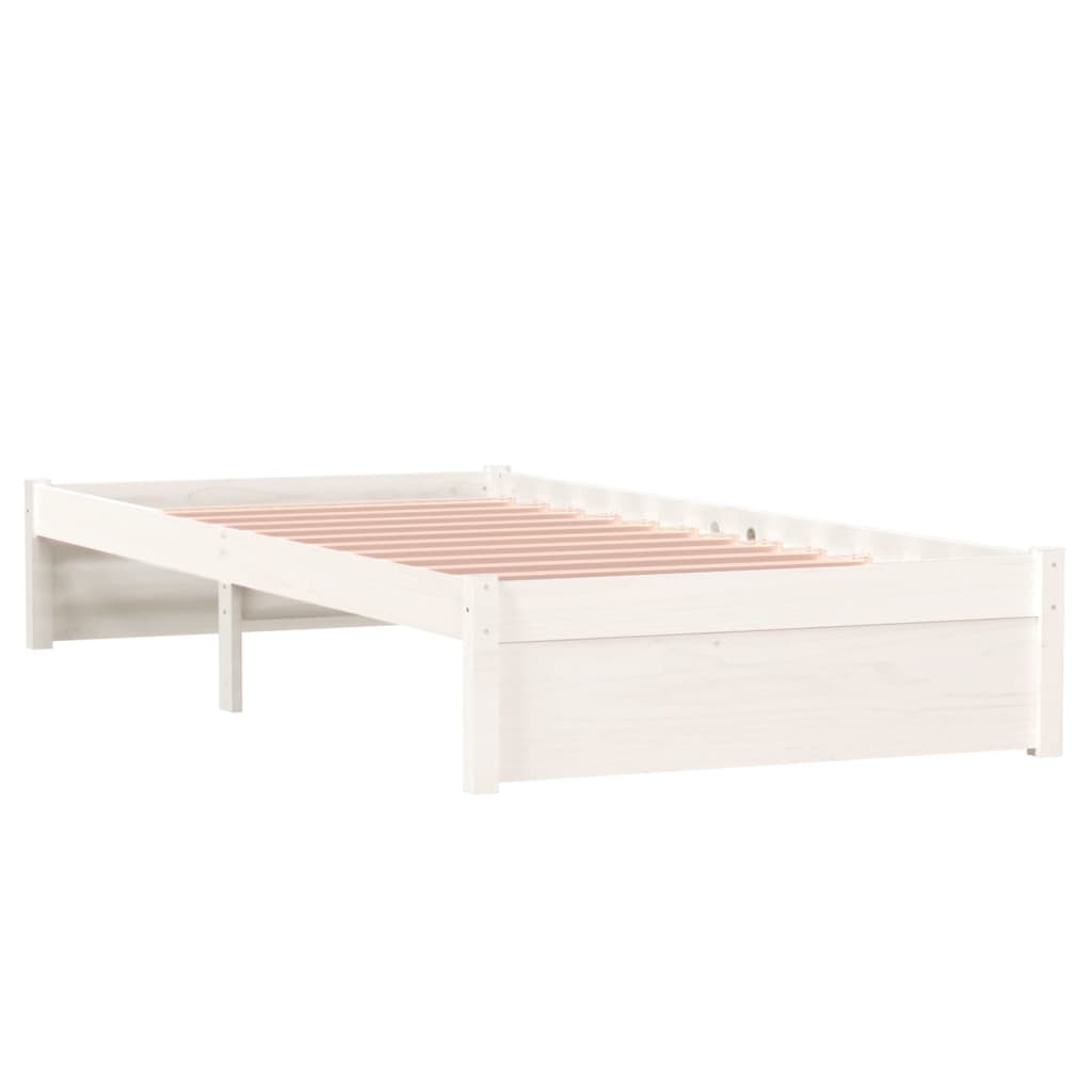 Estrutura de cama solteiro 90x190 cm madeira maciça branco