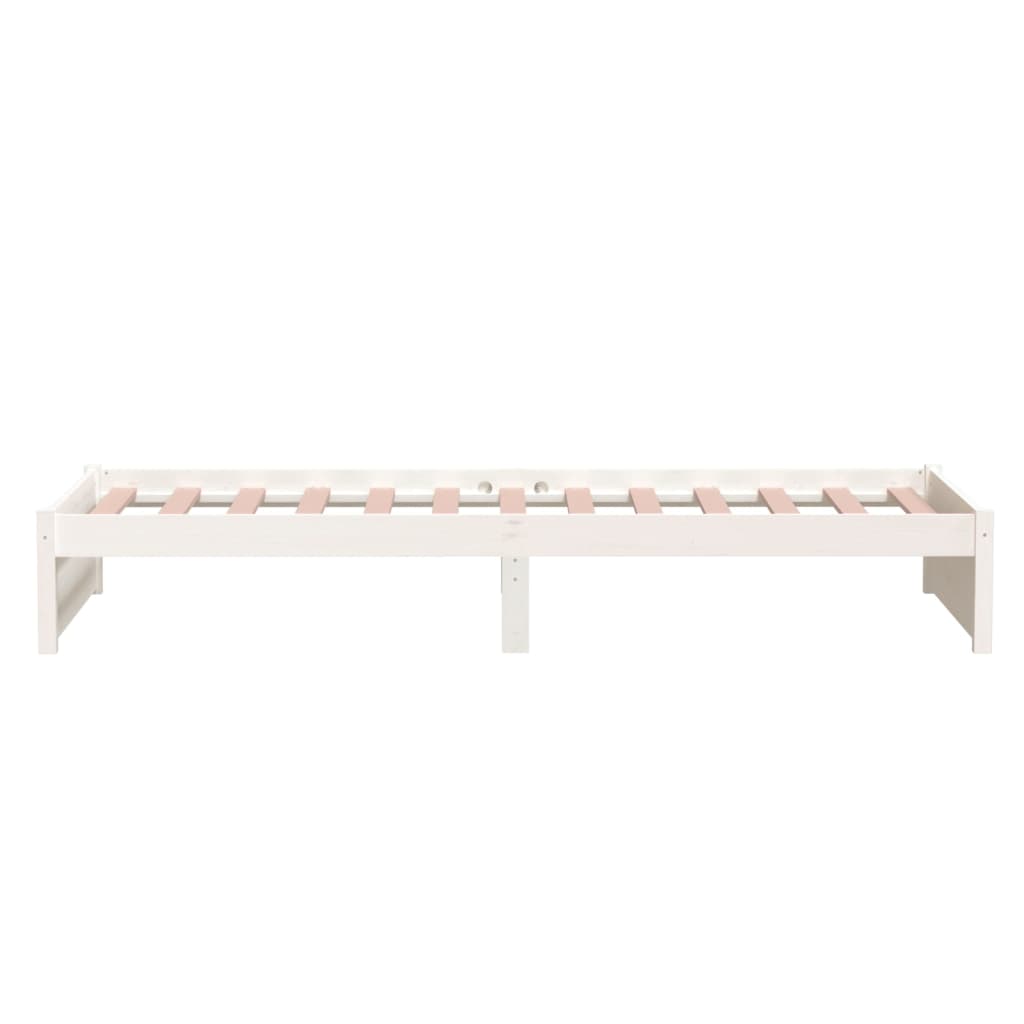 Estrutura de cama solteiro 90x190 cm madeira maciça branco