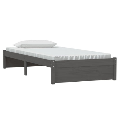 Estrutura de cama solteiro 90x190 cm madeira maciça cinza