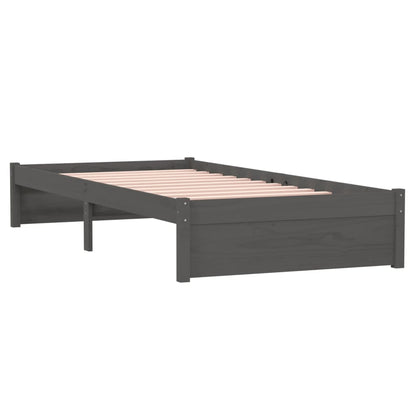 Estrutura de cama solteiro 90x190 cm madeira maciça cinza