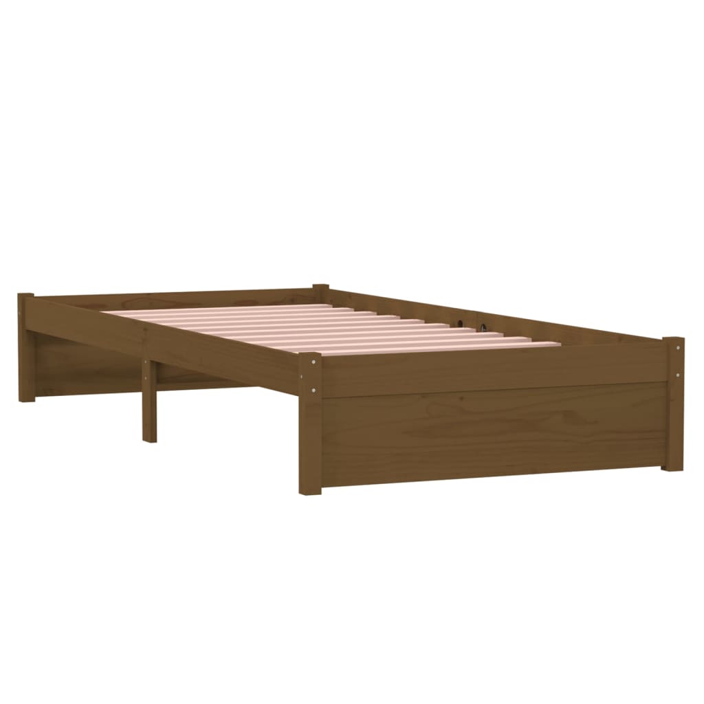 Estrutura de cama solteiro 90x190cm madeira maciça castanho mel