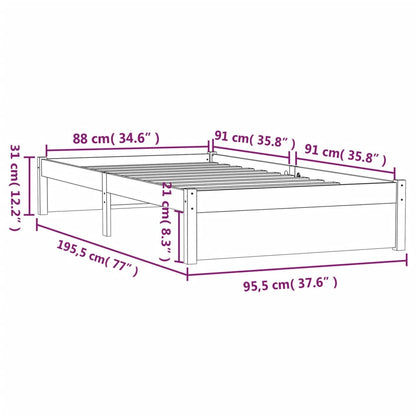 Estrutura de cama solteiro 90x190cm madeira maciça castanho mel