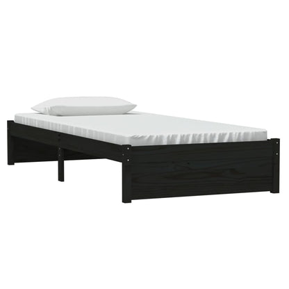 Estrutura de cama solteiro 90x190 cm madeira maciça preto