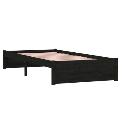 Estrutura de cama solteiro 90x190 cm madeira maciça preto