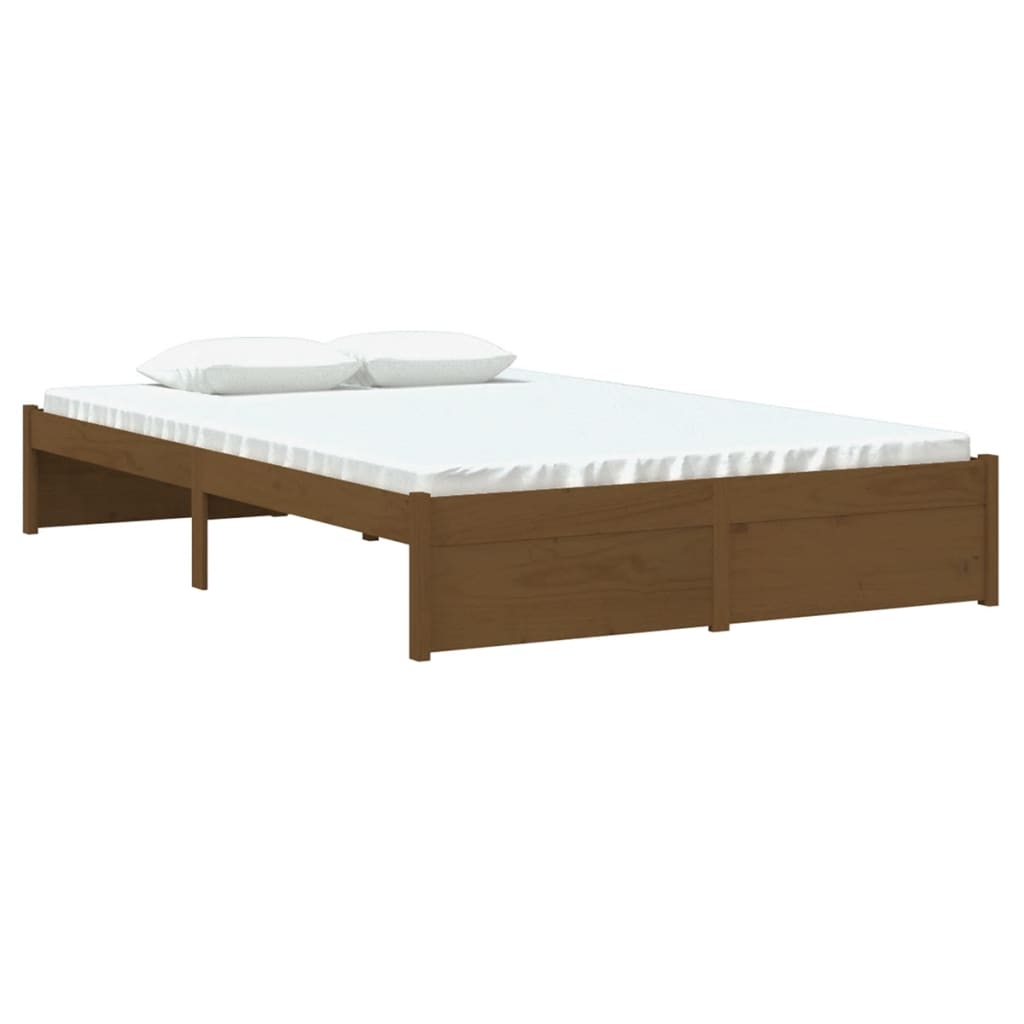 Estrutura cama pequena de casal 120x190 cm madeira castanho-mel