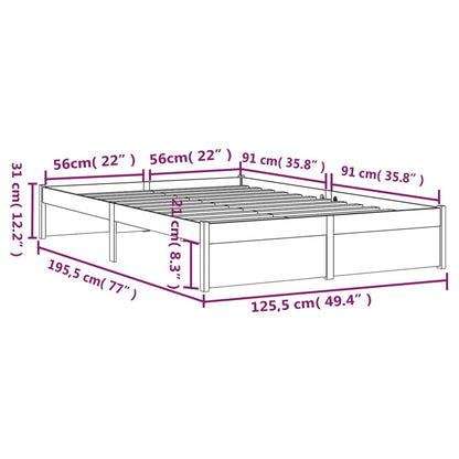 Estrutura cama pequena de casal 120x190 cm madeira castanho-mel