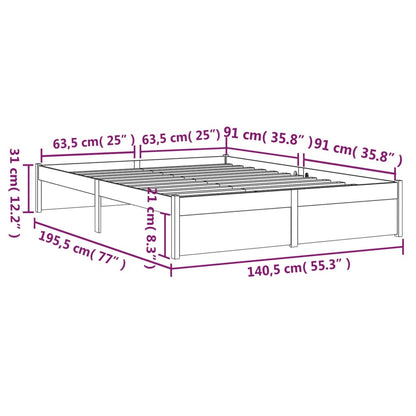 Estrutura de cama casal 135x190 cm madeira maciça