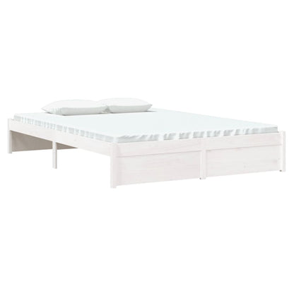 Estrutura de cama casal 135x190 cm madeira maciça branco