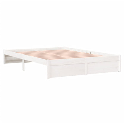 Estrutura de cama casal 135x190 cm madeira maciça branco