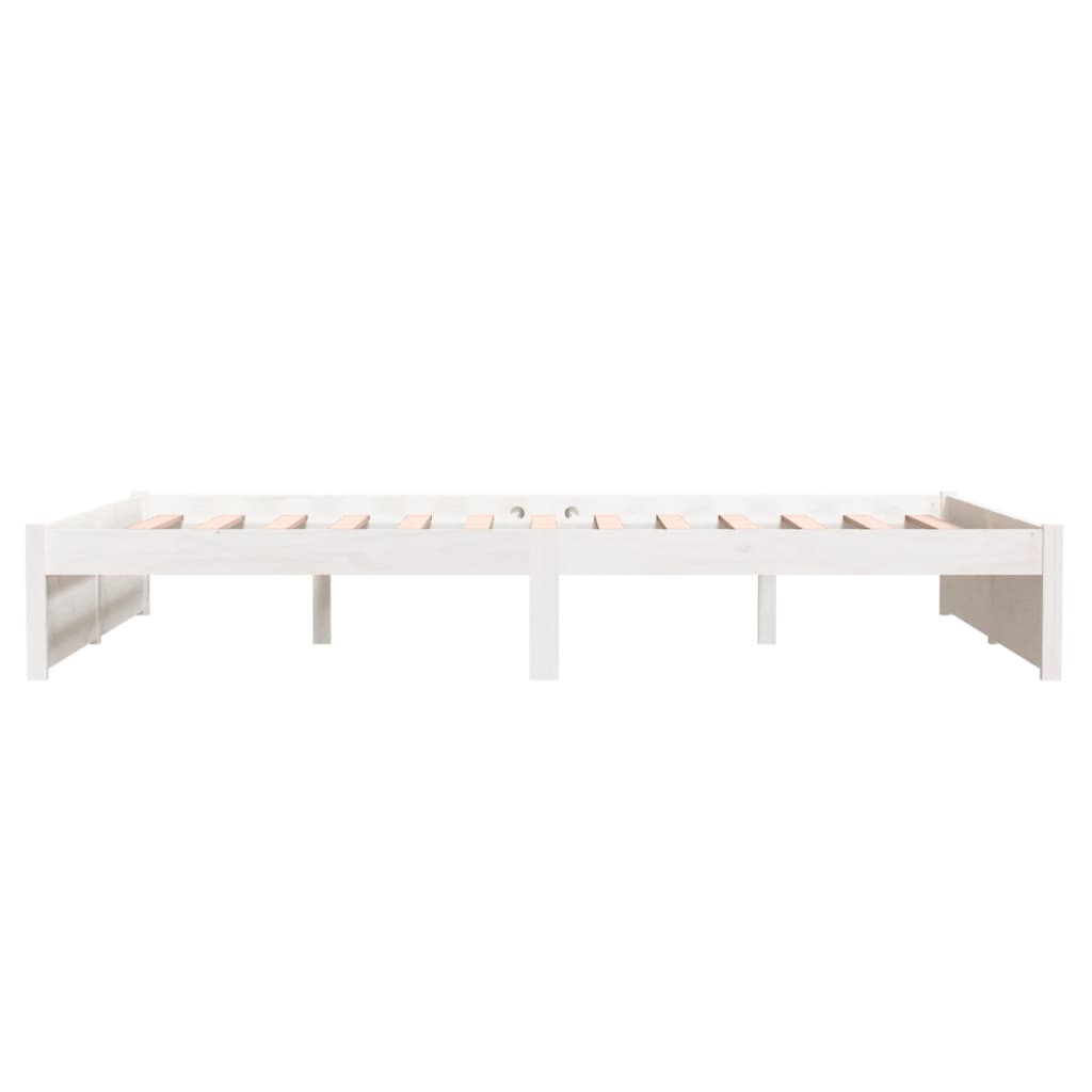 Estrutura de cama casal 135x190 cm madeira maciça branco