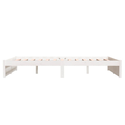 Estrutura de cama casal 135x190 cm madeira maciça branco