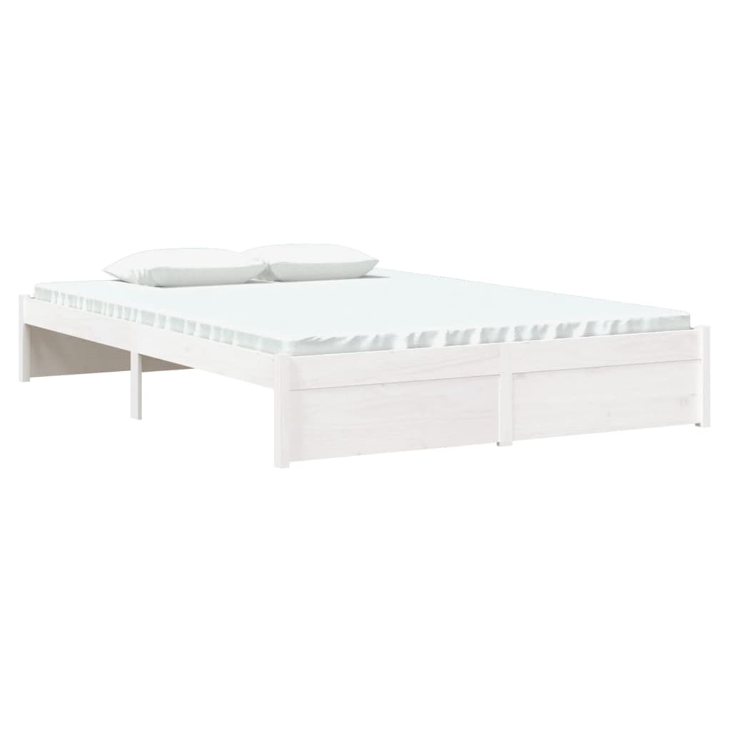 Estrutura de cama 140x190 cm madeira maciça branco