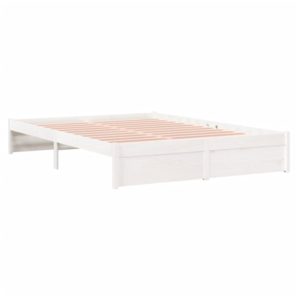 Estrutura de cama 140x190 cm madeira maciça branco