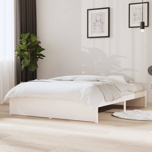 Estrutura de cama 140x190 cm madeira maciça branco