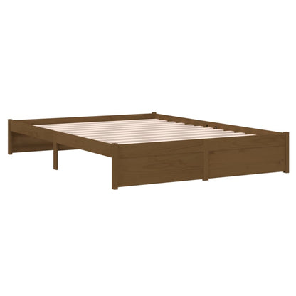 Estrutura de cama 140x190 cm madeira maciça castanho-mel