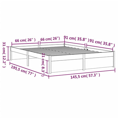 Estrutura de cama 140x190 cm madeira maciça castanho-mel