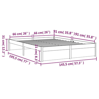 Estrutura de cama 140x190 cm madeira maciça preto