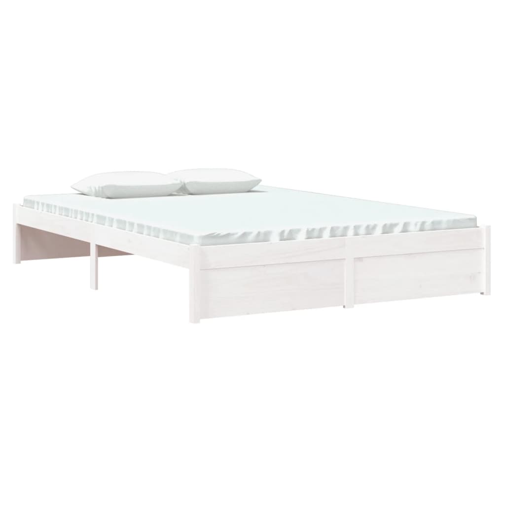 Estrutura de cama 140x200 cm madeira maciça branco