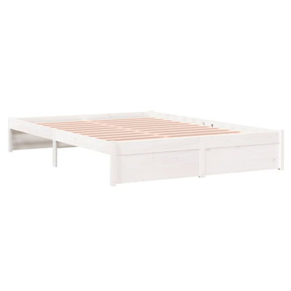 Estrutura de cama 140x200 cm madeira maciça branco