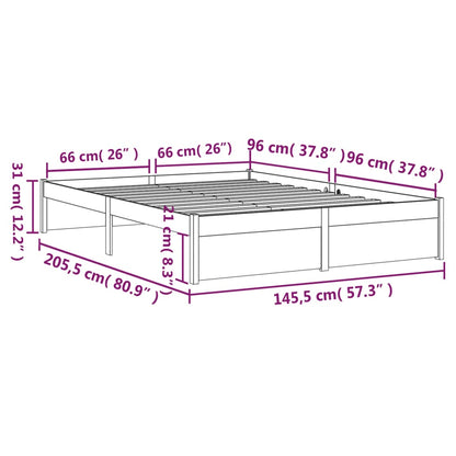 Estrutura de cama 140x200 cm madeira maciça branco