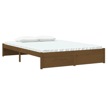 Estrutura de cama 140x200 cm madeira maciça castanho mel