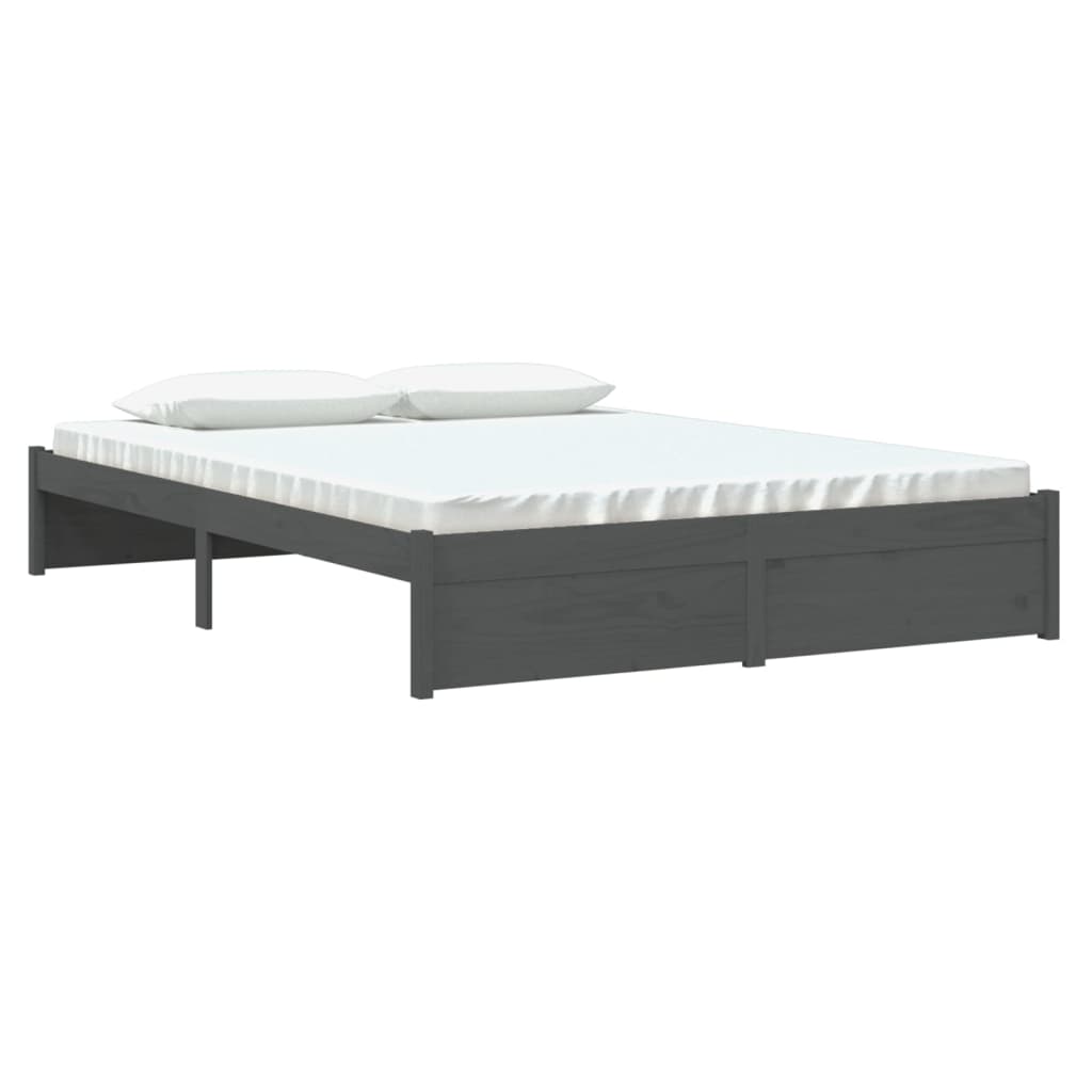 Estrutura de cama king 150x200 cm madeira maciça cinza