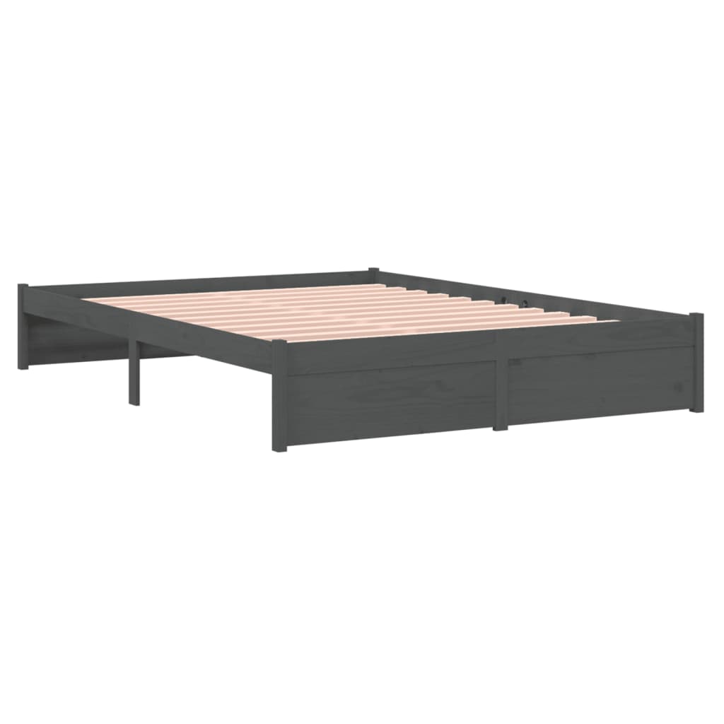 Estrutura de cama king 150x200 cm madeira maciça cinza