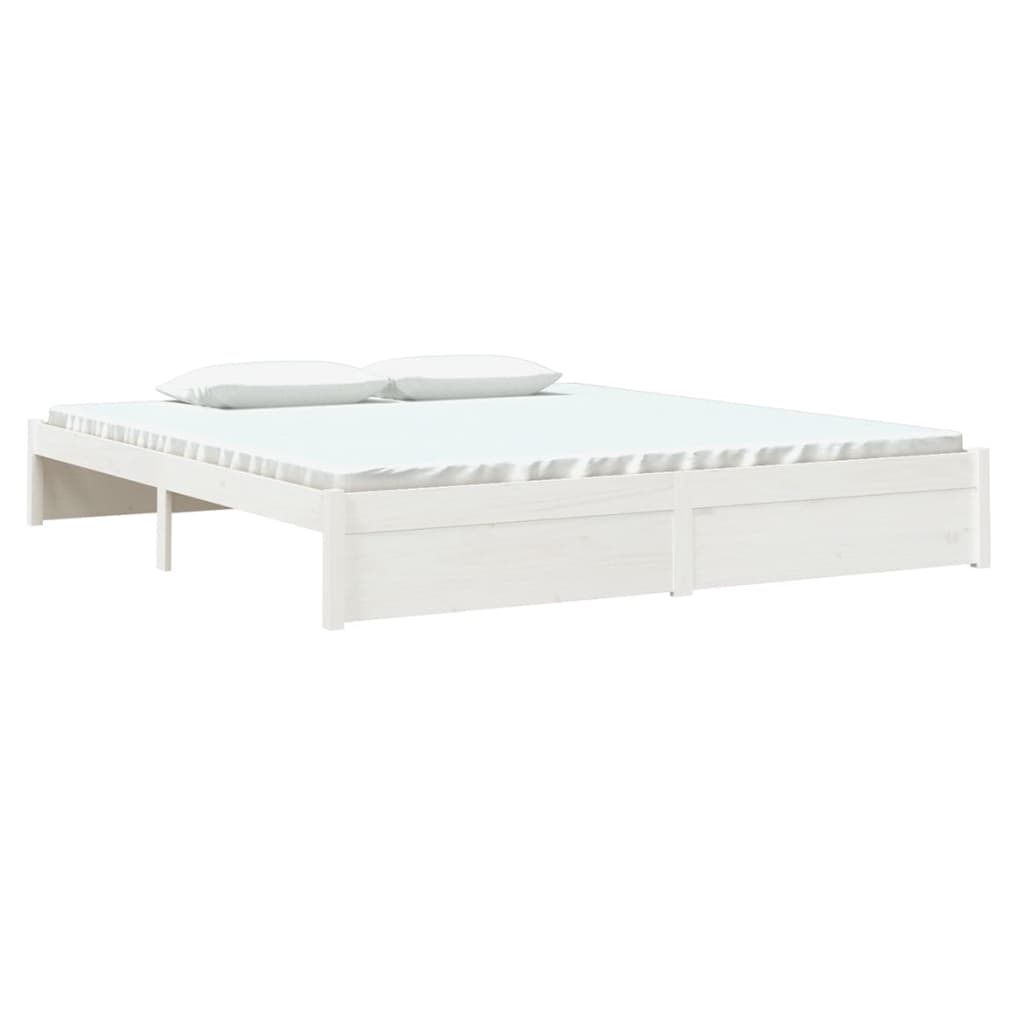 Estrutura de cama super king 180x200 cm madeira maciça branco