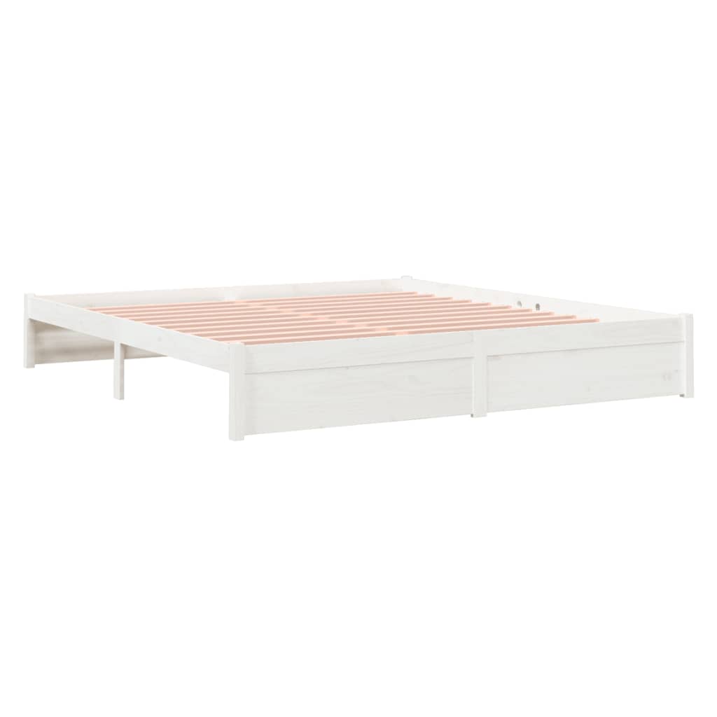 Estrutura de cama super king 180x200 cm madeira maciça branco