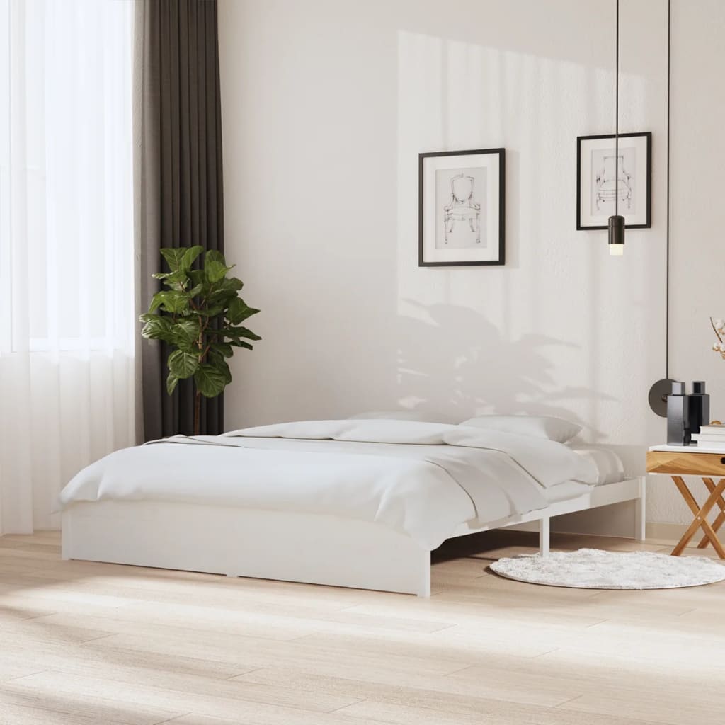 Estrutura de cama super king 180x200 cm madeira maciça branco