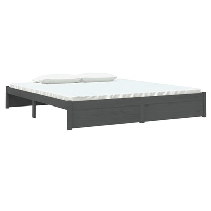 Estrutura de cama super king 180x200 cm madeira maciça cinza