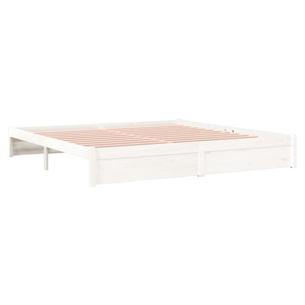 Estrutura de cama 200x200 cm madeira maciça branco