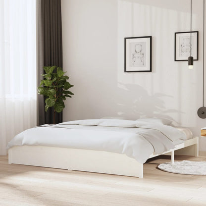 Estrutura de cama 200x200 cm madeira maciça branco