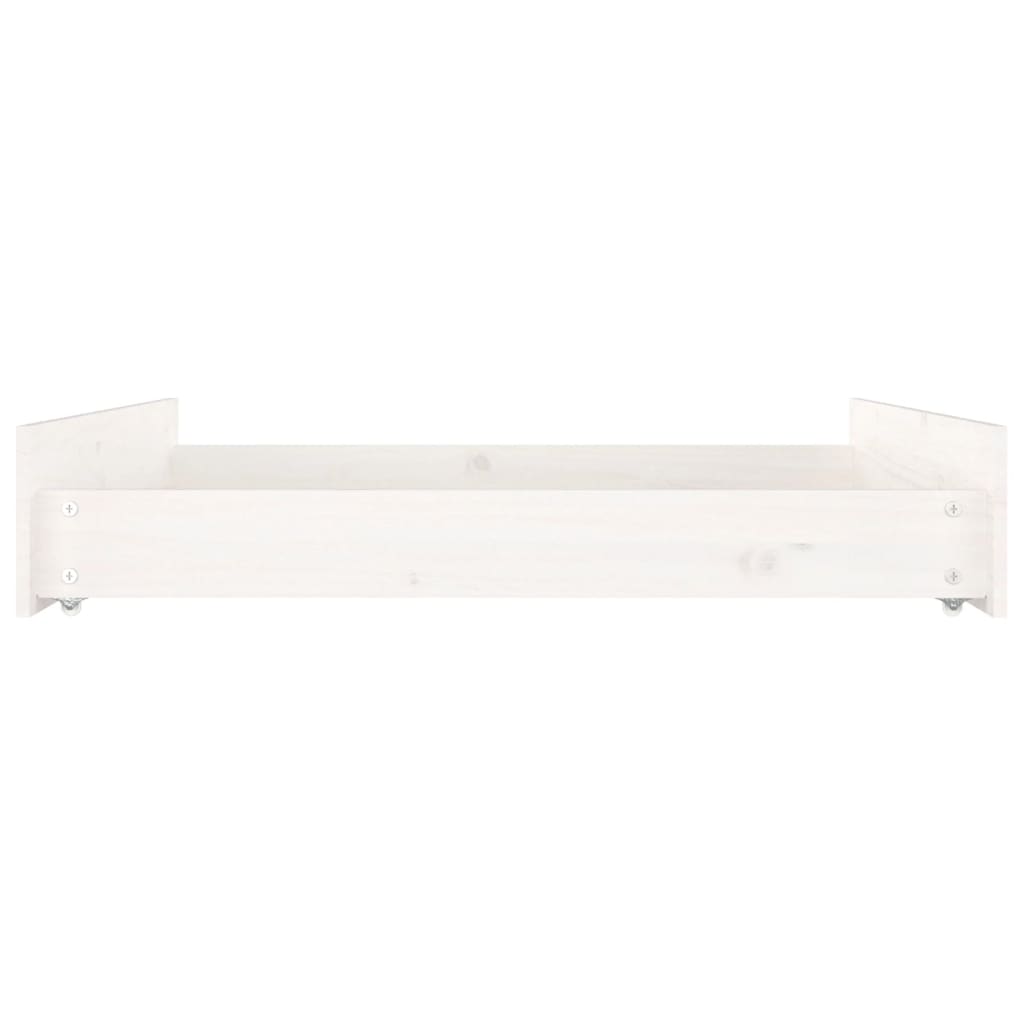 Gavetas de cama 2 pcs madeira de pinho maciça branco