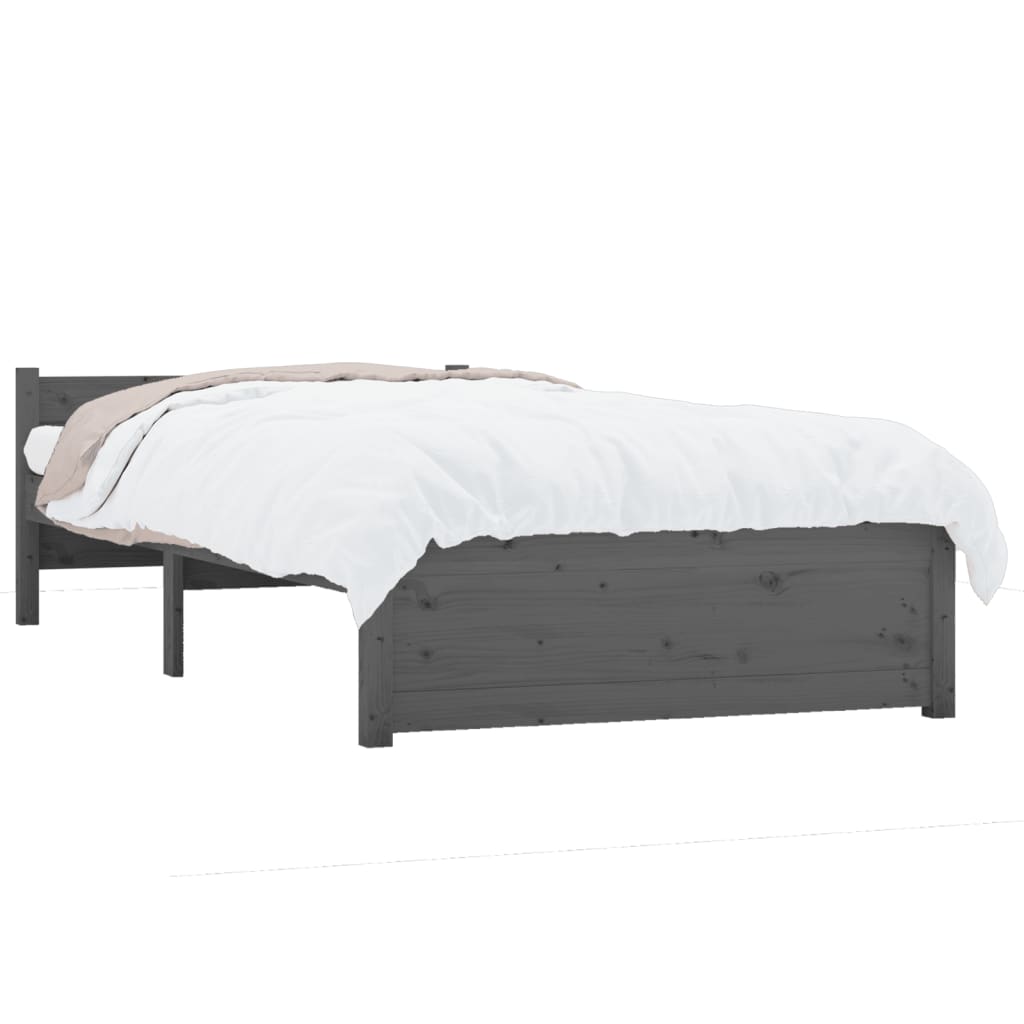 Estrutura cama pequena solteiro 75x190 cm madeira maciça cinza