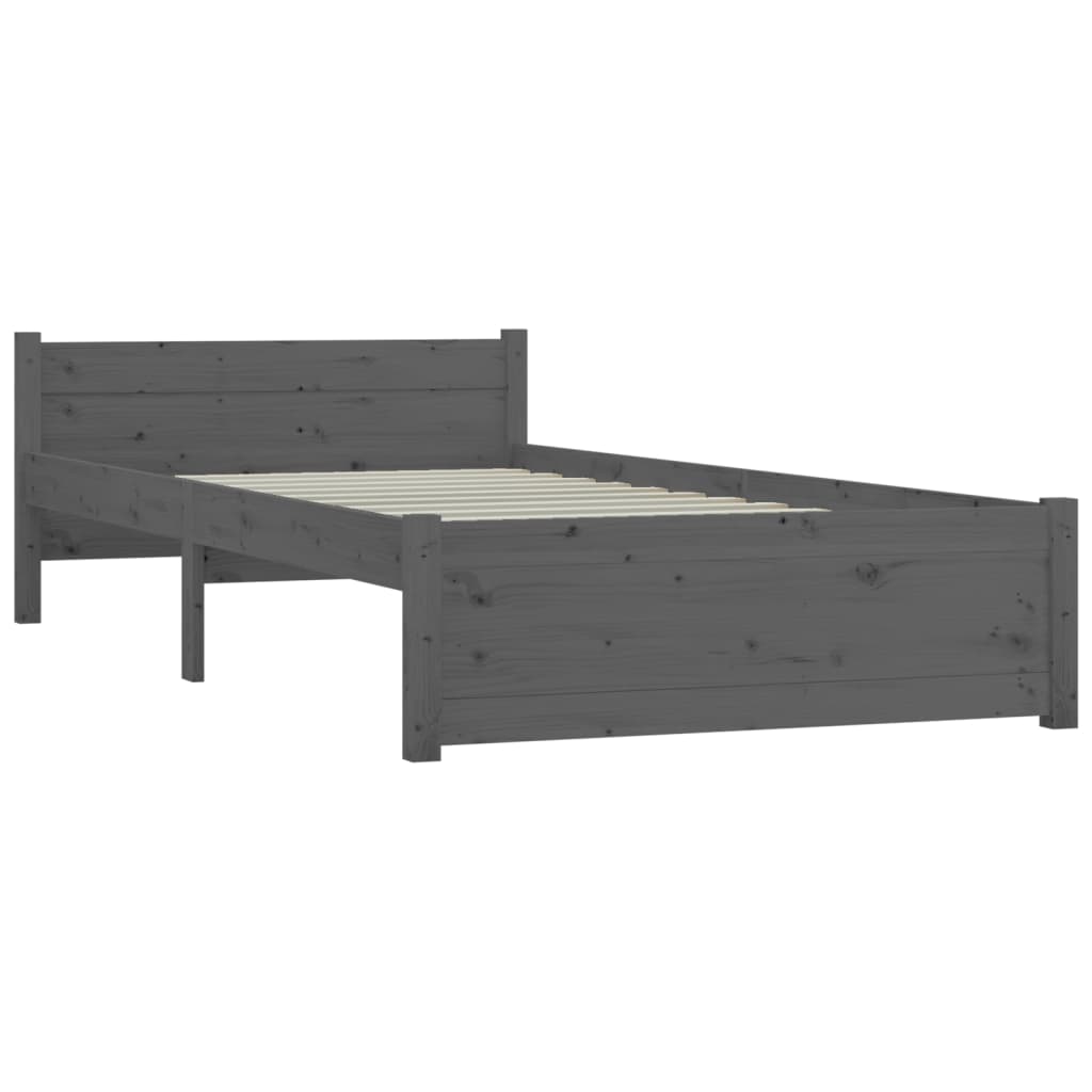 Estrutura cama pequena solteiro 75x190 cm madeira maciça cinza