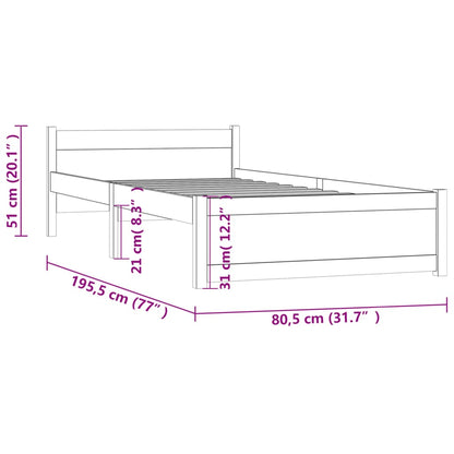 Estrutura cama pequena solteiro 75x190 cm madeira castanho mel