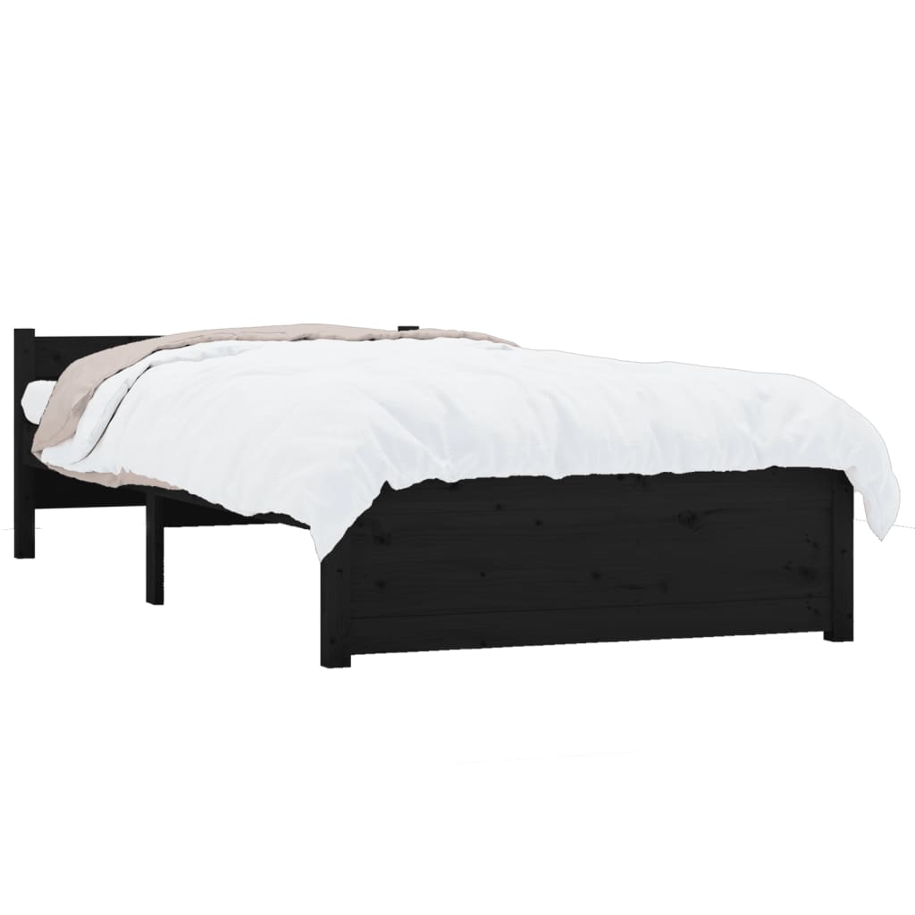 Estrutura cama pequena solteiro 75x190 cm madeira maciça preto