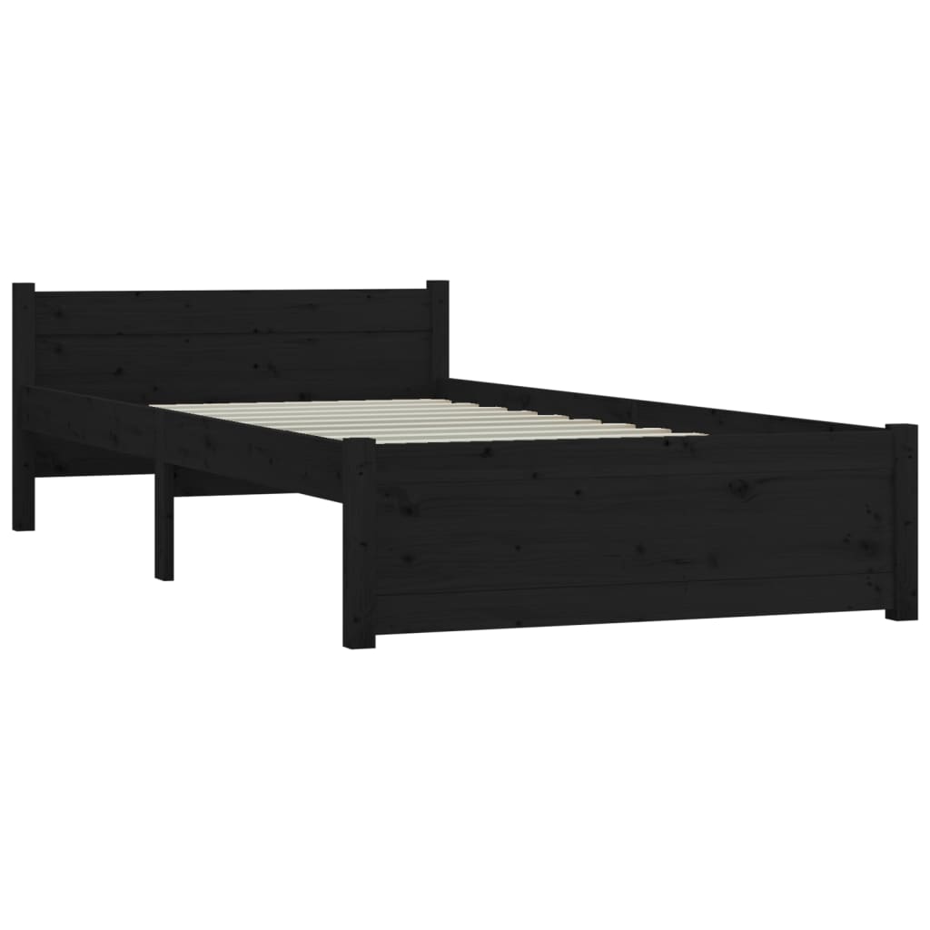 Estrutura cama pequena solteiro 75x190 cm madeira maciça preto