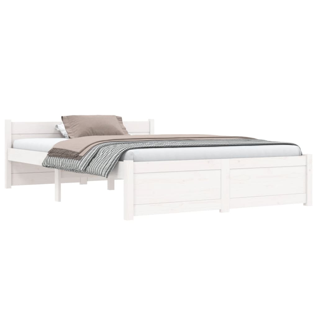 Estrutura cama pequena casal 120x190 cm pinho maciço branco